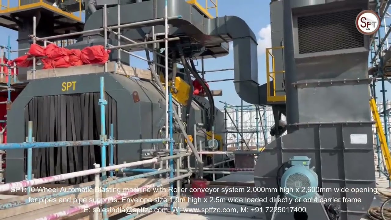 SPT 10 Wheel Automatic Blasting machine for pipes and pipe supports