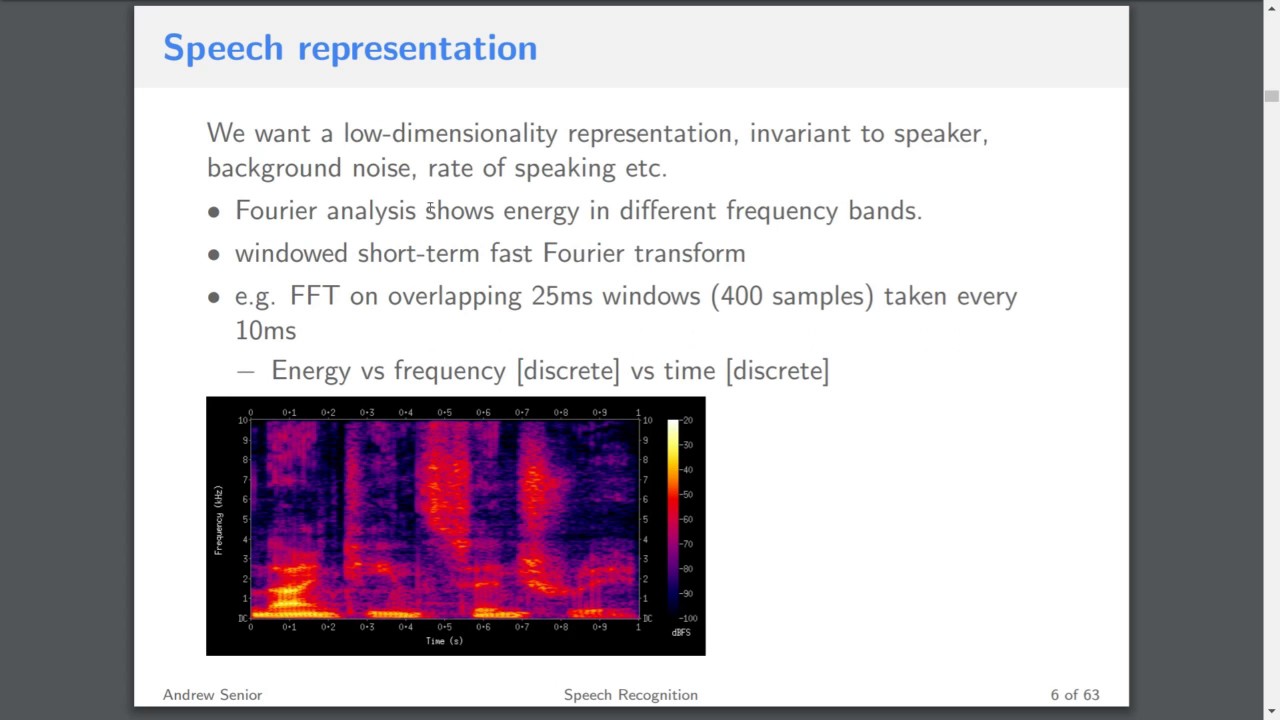 Lecture 9 - Speech Recognition (ASR) [Andrew Senior]