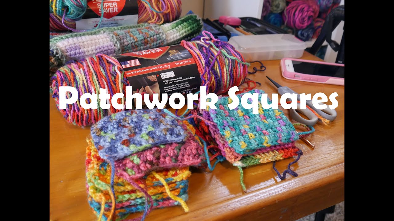 Video Number 100 !!!!  How to make a Patchwork Square with a Half Double Crochet