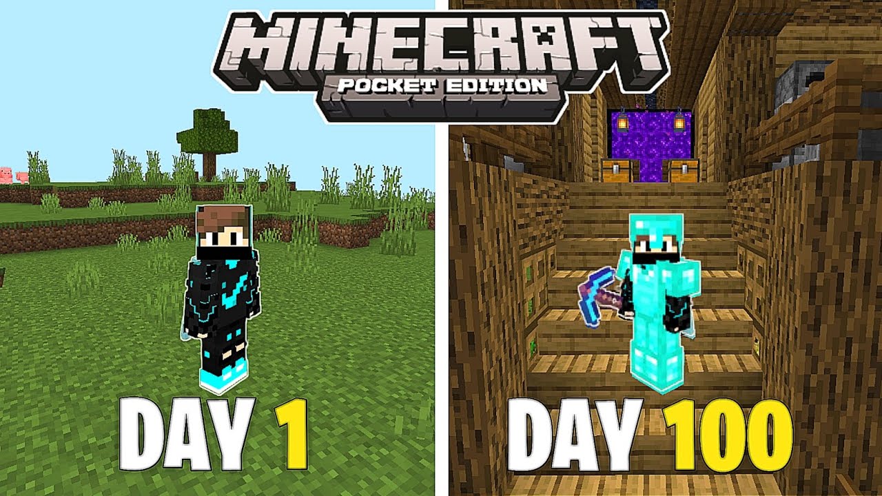 We Survived 100 days in Minecraft Pocket Edition [Hindi]