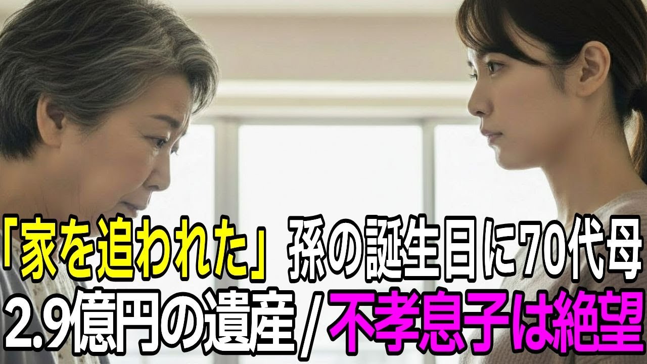 【感動する話】「今日でババアは卒業w」孫の誕生日に私を蹴り出した息子夫婦。しかし、夫の遺産2.9億と“家の権利書”を見せた瞬間、家族全員が絶叫土下座！【朗読】