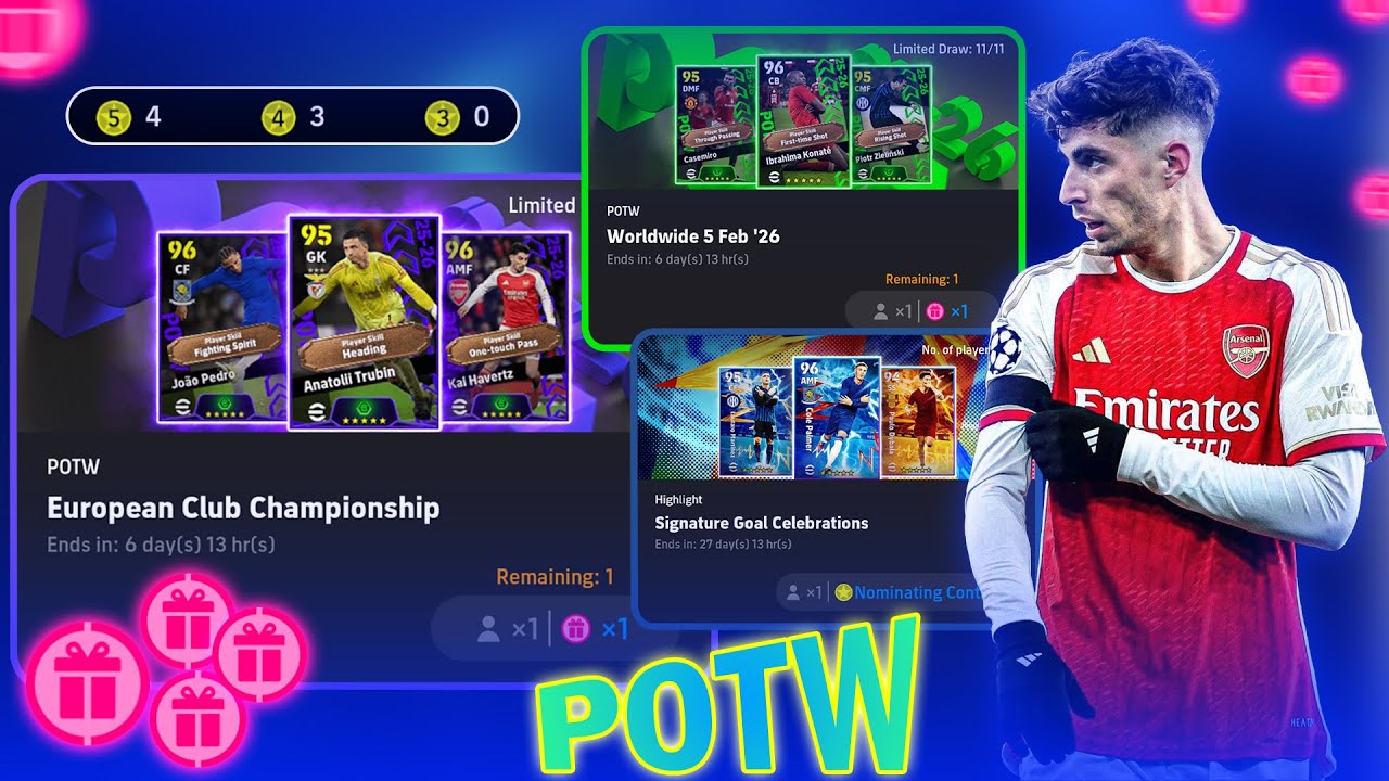 Opening POTW Card Free free free free Unlucky eFootball 2026 Mobile