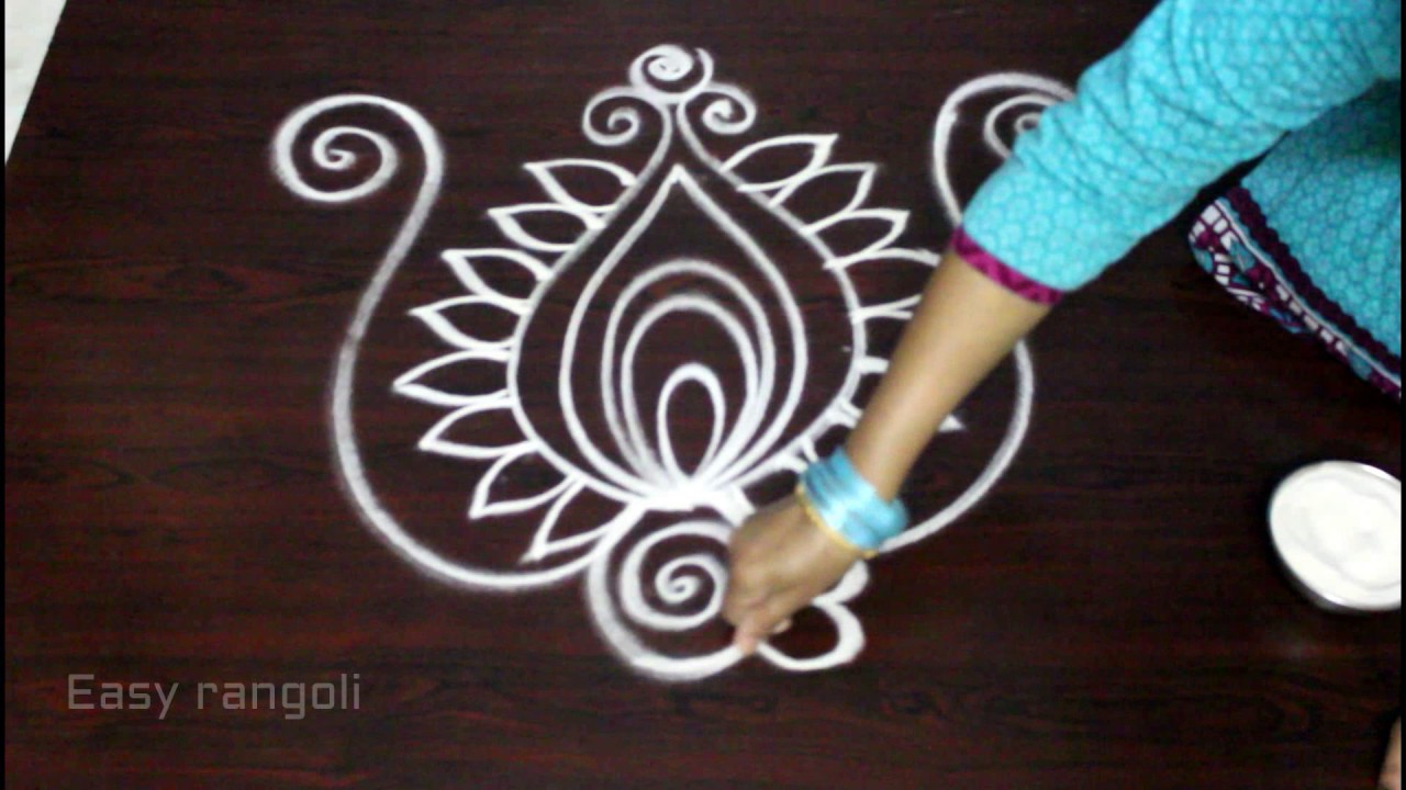 creative and beautiful freehand easy peacock rangoli designs || kolam designs || Ugadi muggulu