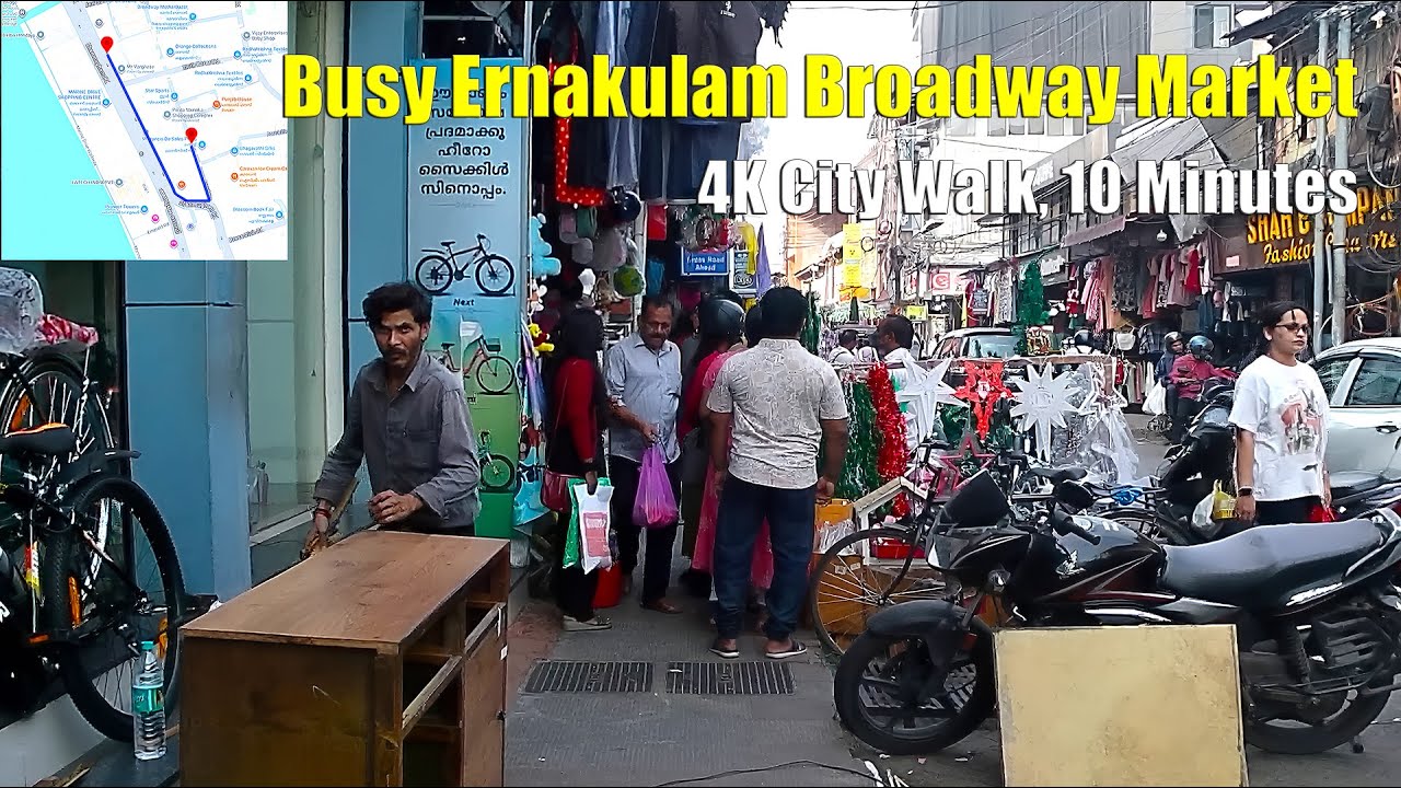 Busy Ernakulam Broadway Market Walk | Starting from Shanmugham Road (4K City Walk, 10 Minutes)