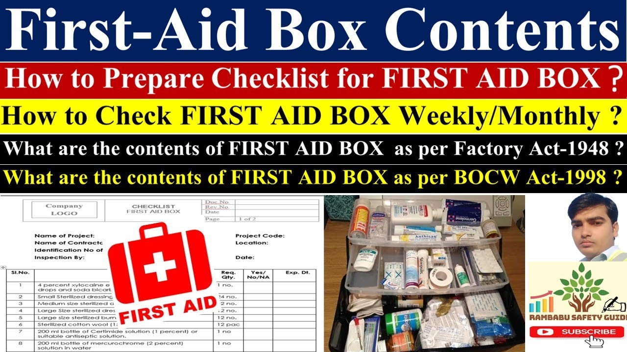 What is First-aid Box ! First-aid Box Contents as Per BOCW Act ! First-aid Box Contents Lists
