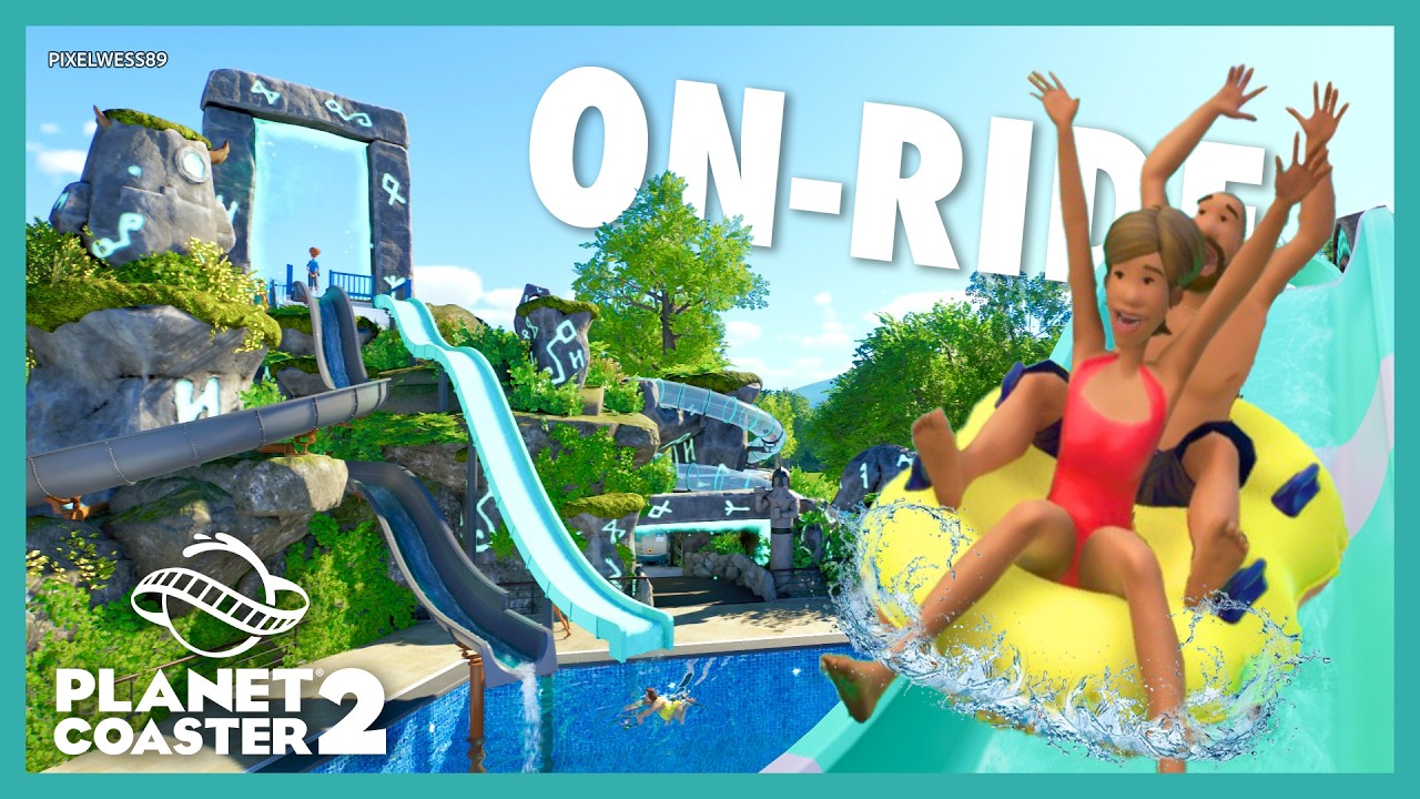 On-ride of all the water slides and flumes from Pixelheim 💦 - Planet Coaster 2