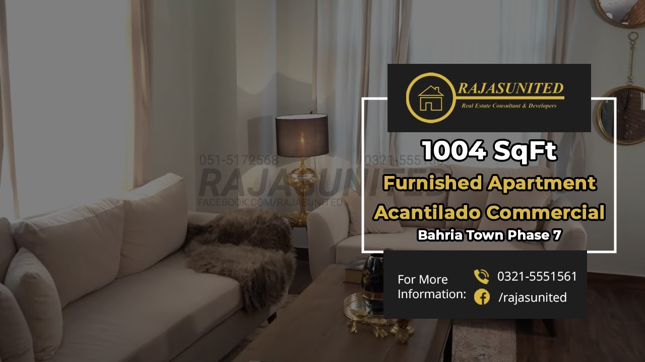 1002 SqFt Furnished Apartment | Acantilado Commercial | Bahria Town Phase 7 | Rawalpindi | Islamabad