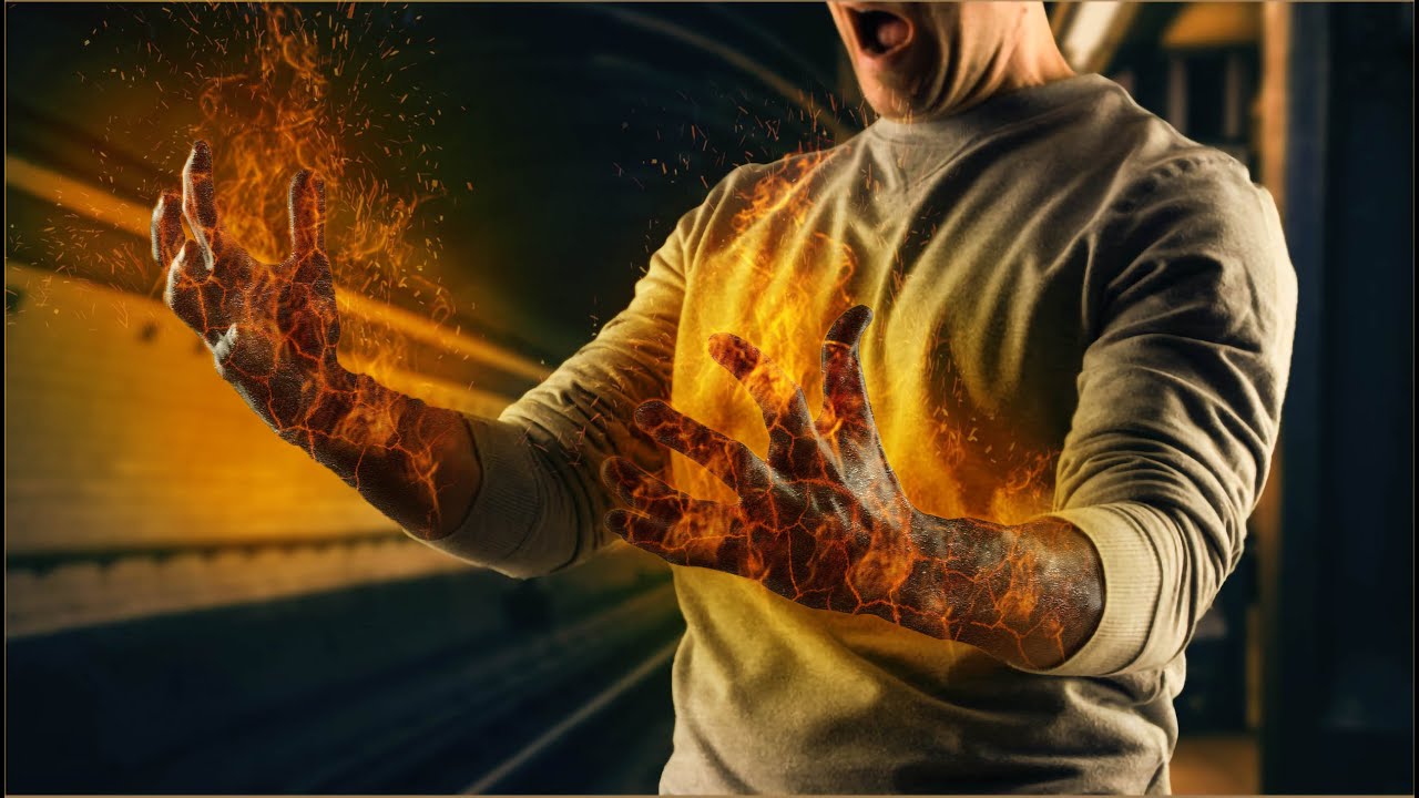 EFFET DE FEU SUR AVANT BRAS , PHOTOSHOP CC 2020 , Bruno Sorce