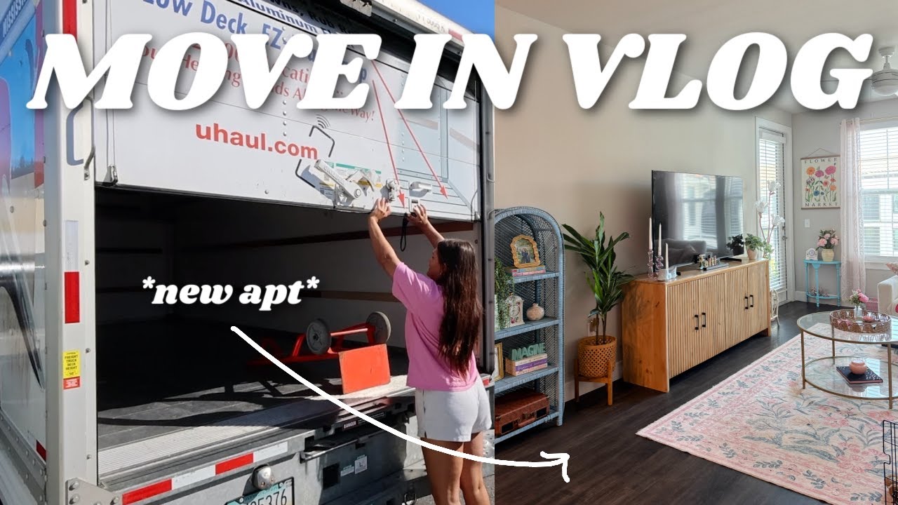 MOVE IN VLOG *again* new apartment, organizing + decorating