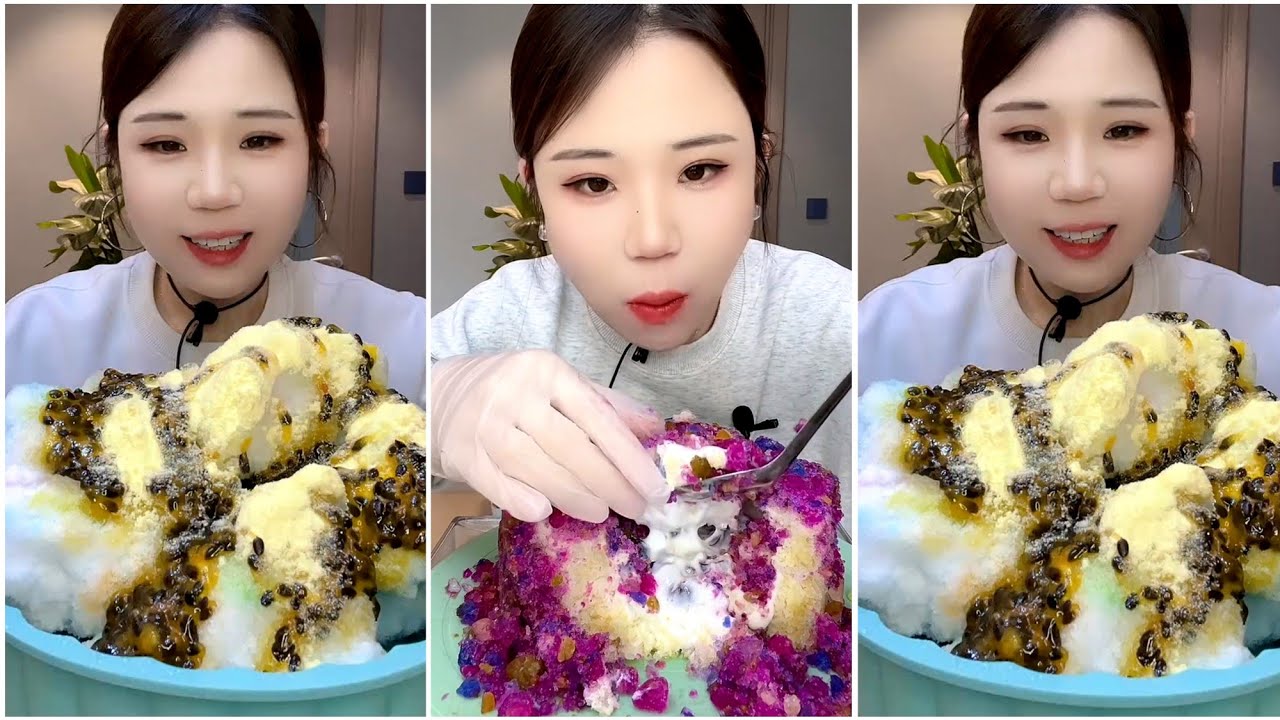 ASMR ICE EATING with MILK POWDER with PASSION FRUIT 