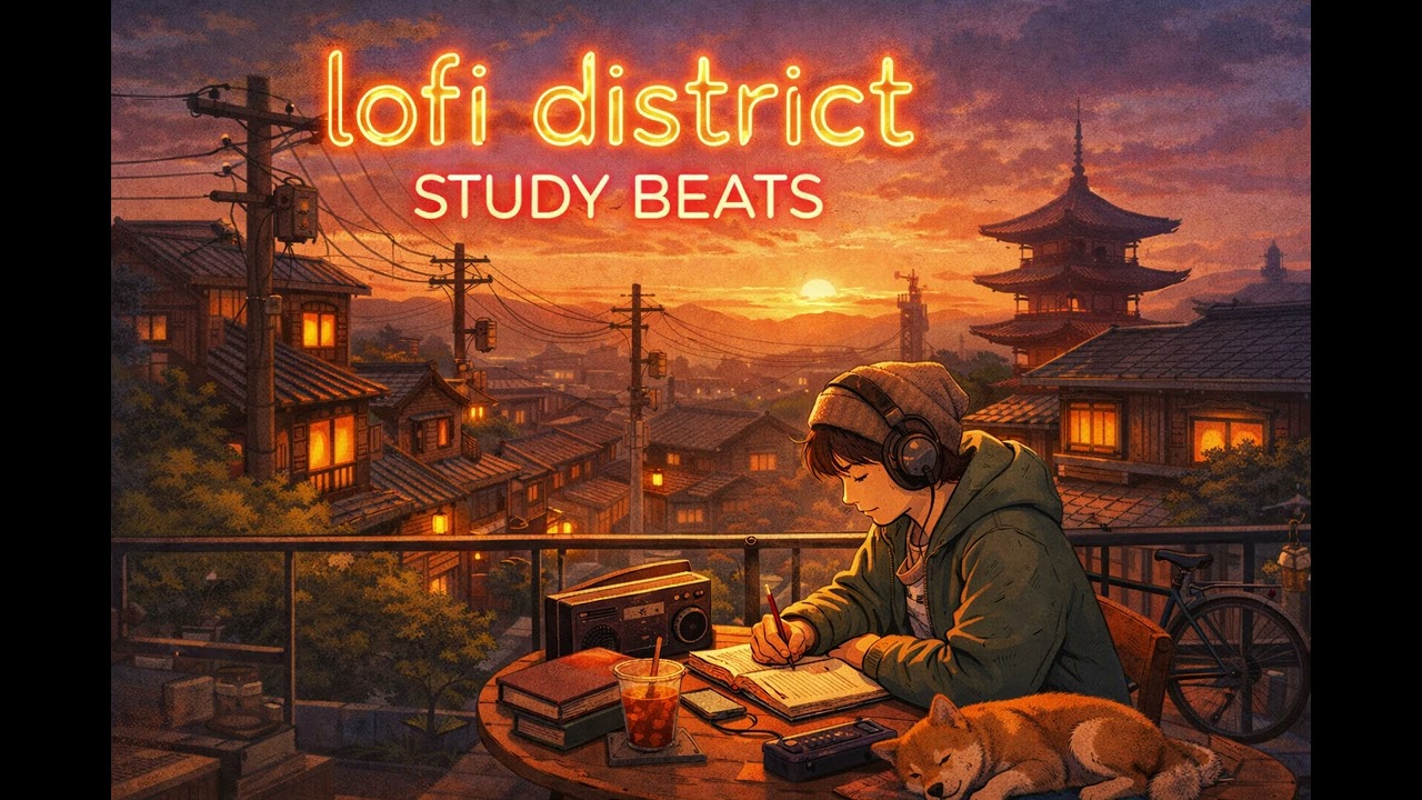 Late Night Rooftop Study Session 📖 LoFi District Beats to Study / Work
