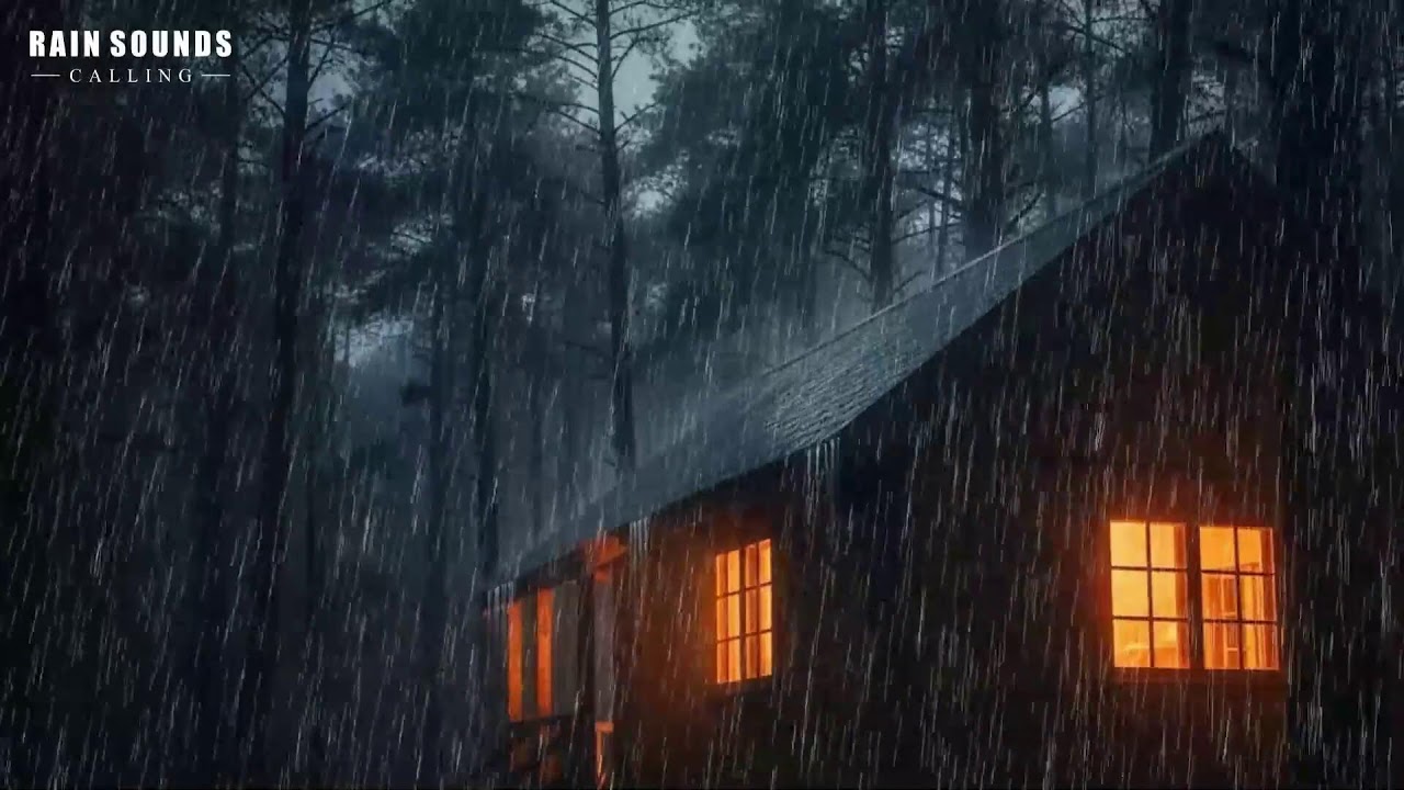 Natural Night Rain Sounds on Wooden Cabin Roof | Peaceful Deep Sleep Experience ASMR