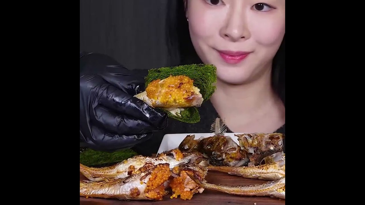 Grilled sandfish with roe #asmr 