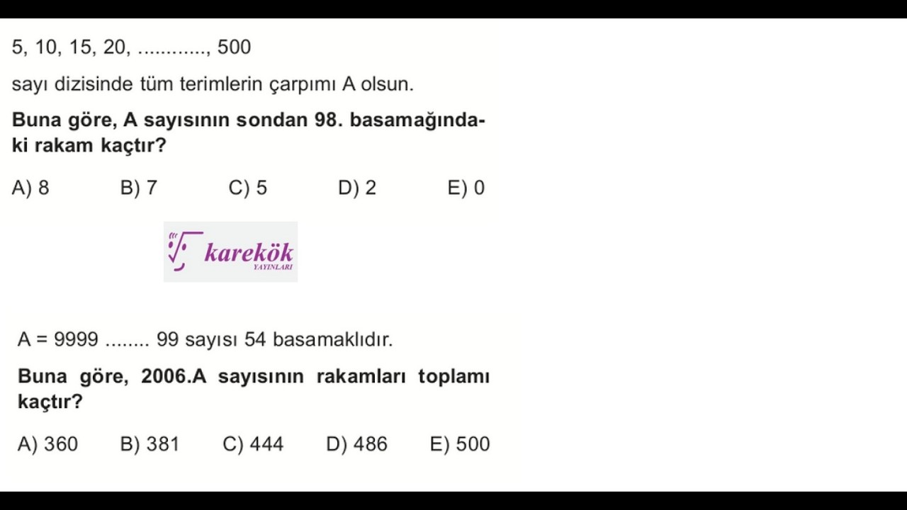 FARKLI BİLGİLER KULLANDIRAN İKİ GÜZEL KAREKÖK YAYINLARI SORUSU