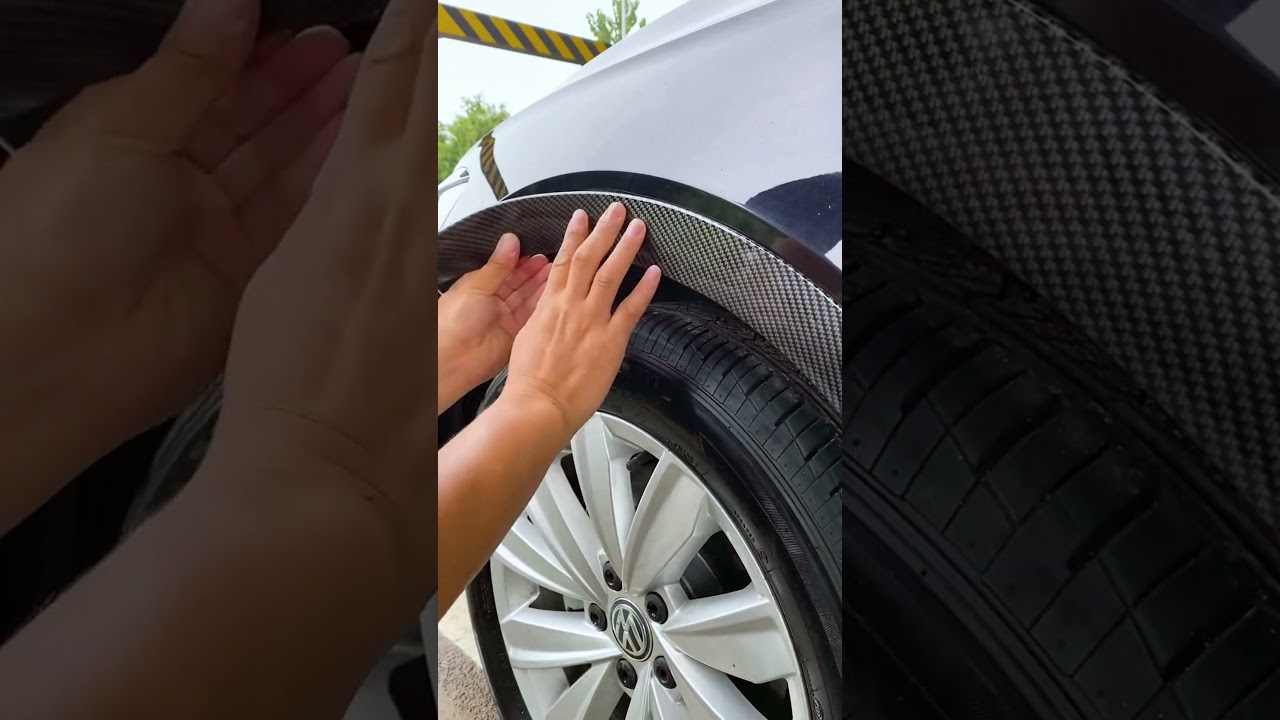 Car Rubber Stickers Carbon Fiber Door Sill Protector #shorts