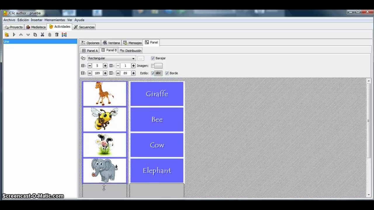 Parte 1. Juego de asociación simple con JCLIC.