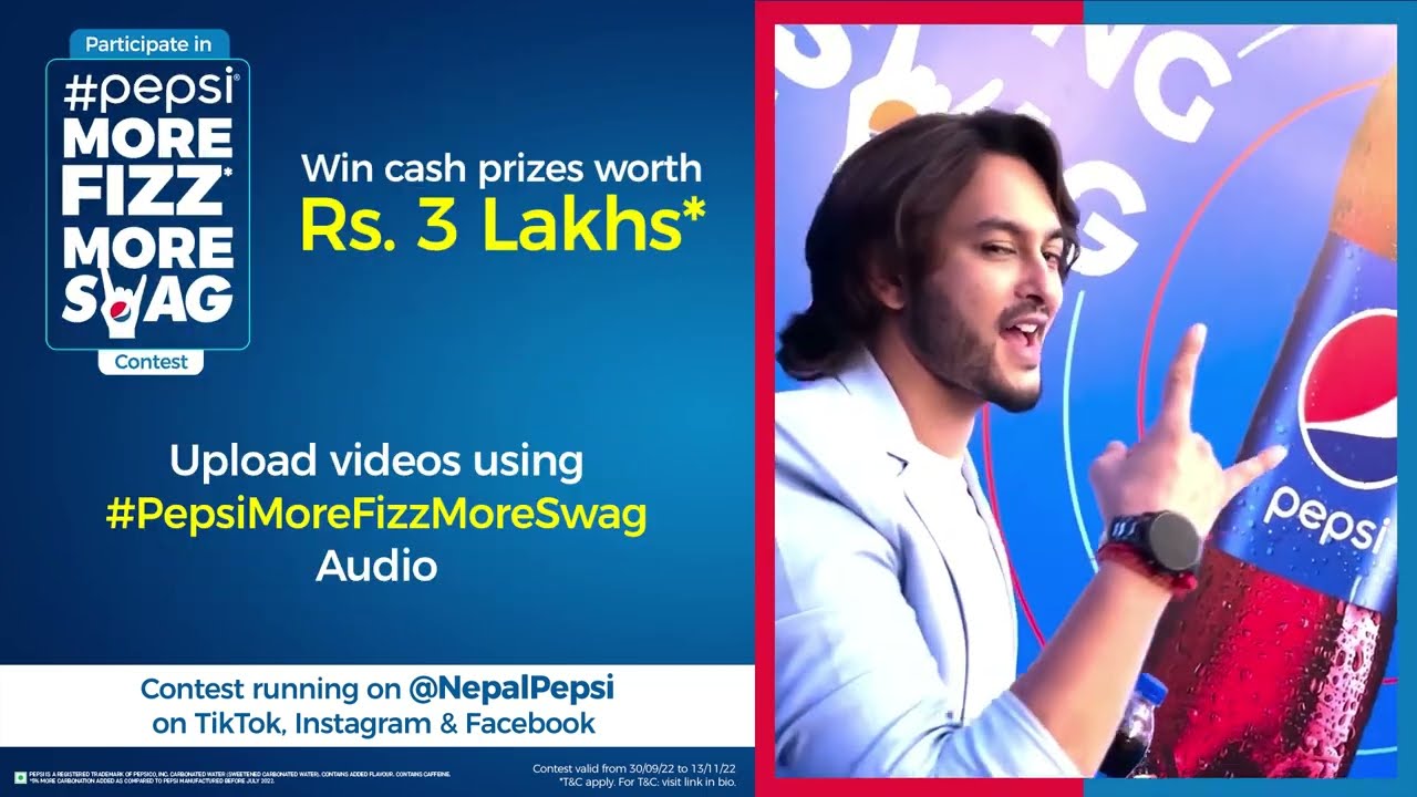 #PepsiMoreFizzMoreSwag Contest: Win prizes worth Rs. 3 Lakhs on TikTok, Instagram, Facebook