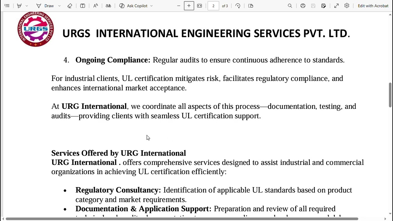 UL Certification & Compliance Solutions | URG International Engineering Services Pvt. Ltd.