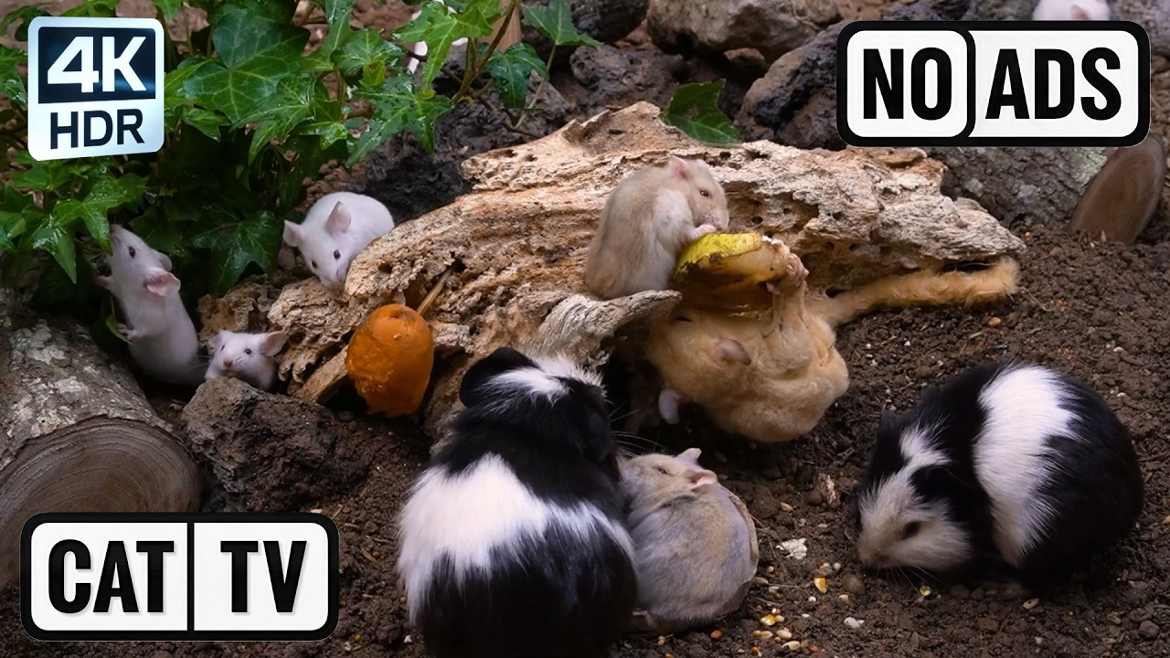 [NO ADS, NO AI] CAT TV 😺 The Big Garden Family: Climbing Sugar Gliders & Tiny Rodent Colony 4K HDR