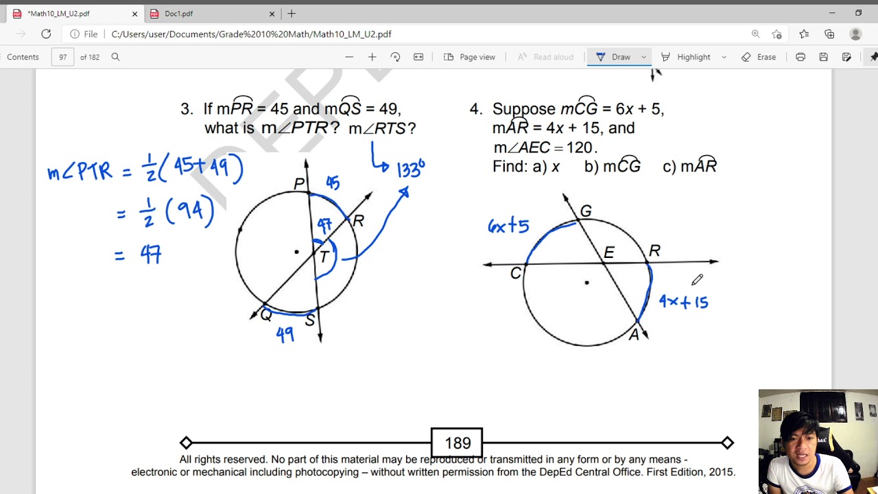 Grade 10 Math - Problem on Tangents and Secants