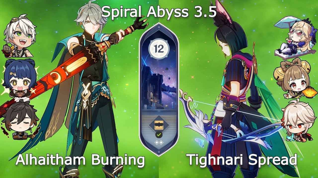 C0 Alhaitham Burning and C0 Tighnari Spread - Spiral Abyss 3.5 | Floor 12 - 9 stars | Genshin Impact