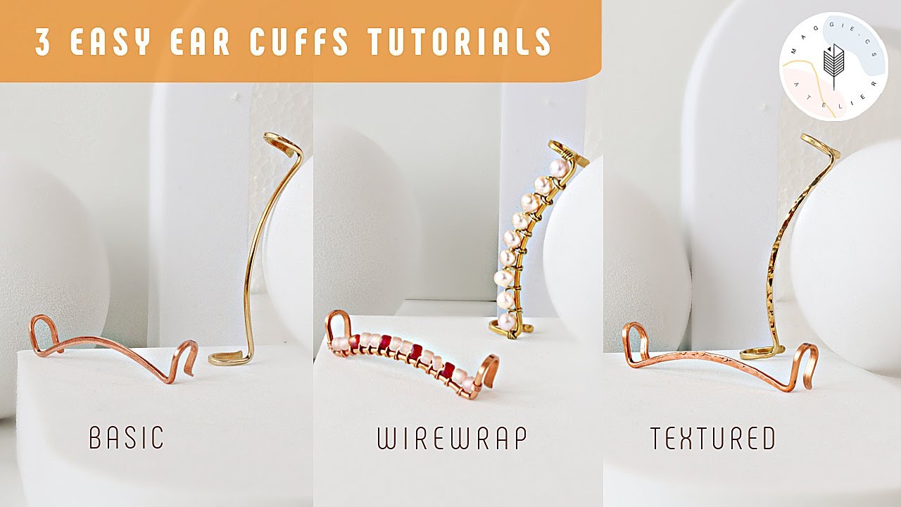 3 Easy Ear Cuffs Tutorial | DIY Ear Cuff with Beads |  No Piercing Wire and Wirewrap Jewelry