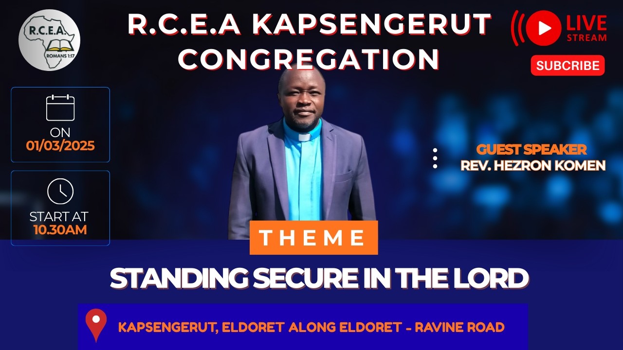 🔴R.C.E.A KAPSENGERUT - REV HEZRON KOMEN - STANDING SECURE IN THE LORD  01/03/2026  🔴