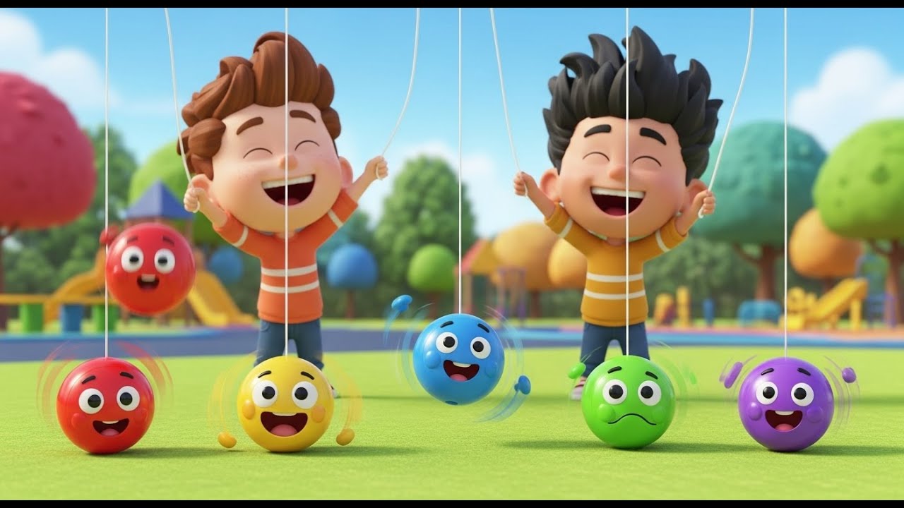 Cinco Pequenos Ioiôs de Brinquedo Para Cima e Para Baixo | Música de Brinquedos e Movimento