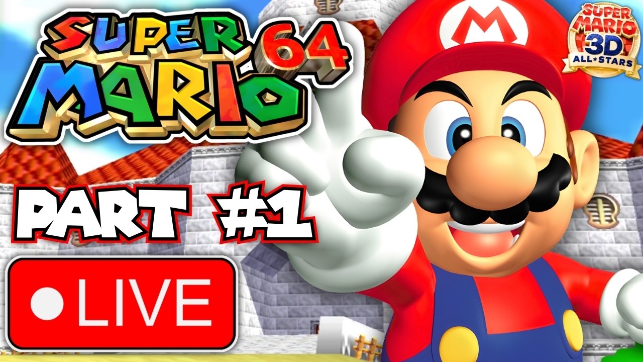 LIVE: Super Mario 64 – Part #1 – Courses (1-5) & Bowser in the Dark World! 100% (3D All-Stars)