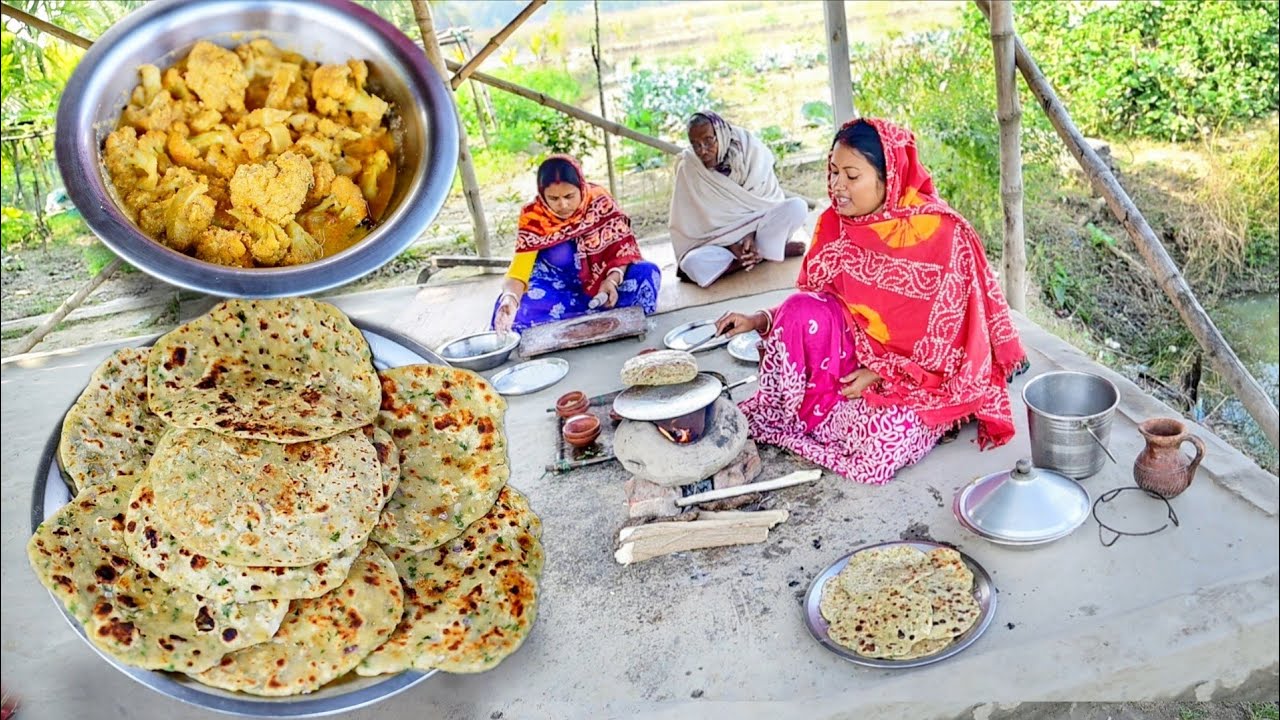 পুর ভরা ঝামেলা ছাড়াই দারুন টেস্টি আলুর পরোটা আর ফুলকপির রেজালা রেসিপি সাথে জমিয়ে খাওয়া দাওয়া