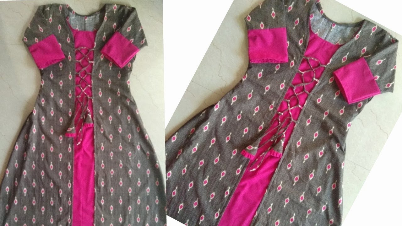 DIY Jacket Style Kurti Cutting and Stitching | Front Double Layer Kurti Cutting and Stitching