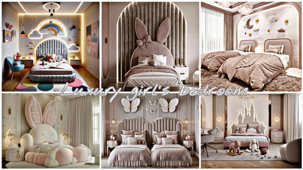 أفكار وديكور غرف بنات عصرية 2025 جدران سرير خزانة  luxury girl's bedroom design, ideas, wall, bed