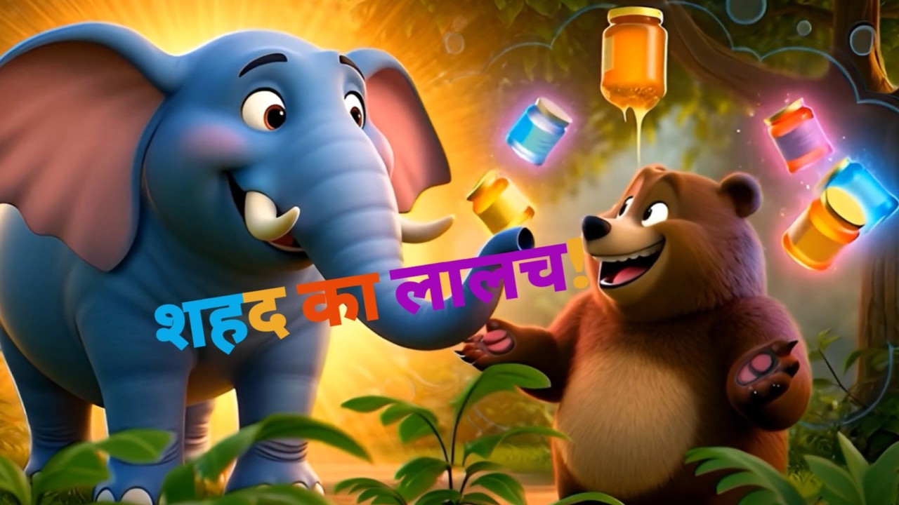 मोटा भालू और हाथी दोस्त 🐻🐘 | Funny Honey Jungle Song | Hindi Nursery Rhyme for Kids
