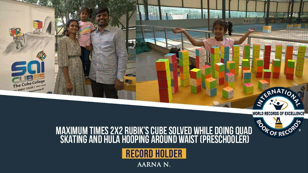MAXIMUM TIMES 2X2 RUBIK’S CUBE SOLVED WHILE DOING QUAD SKATING AND HULA HOOPING AROUND WAIST (PRE...