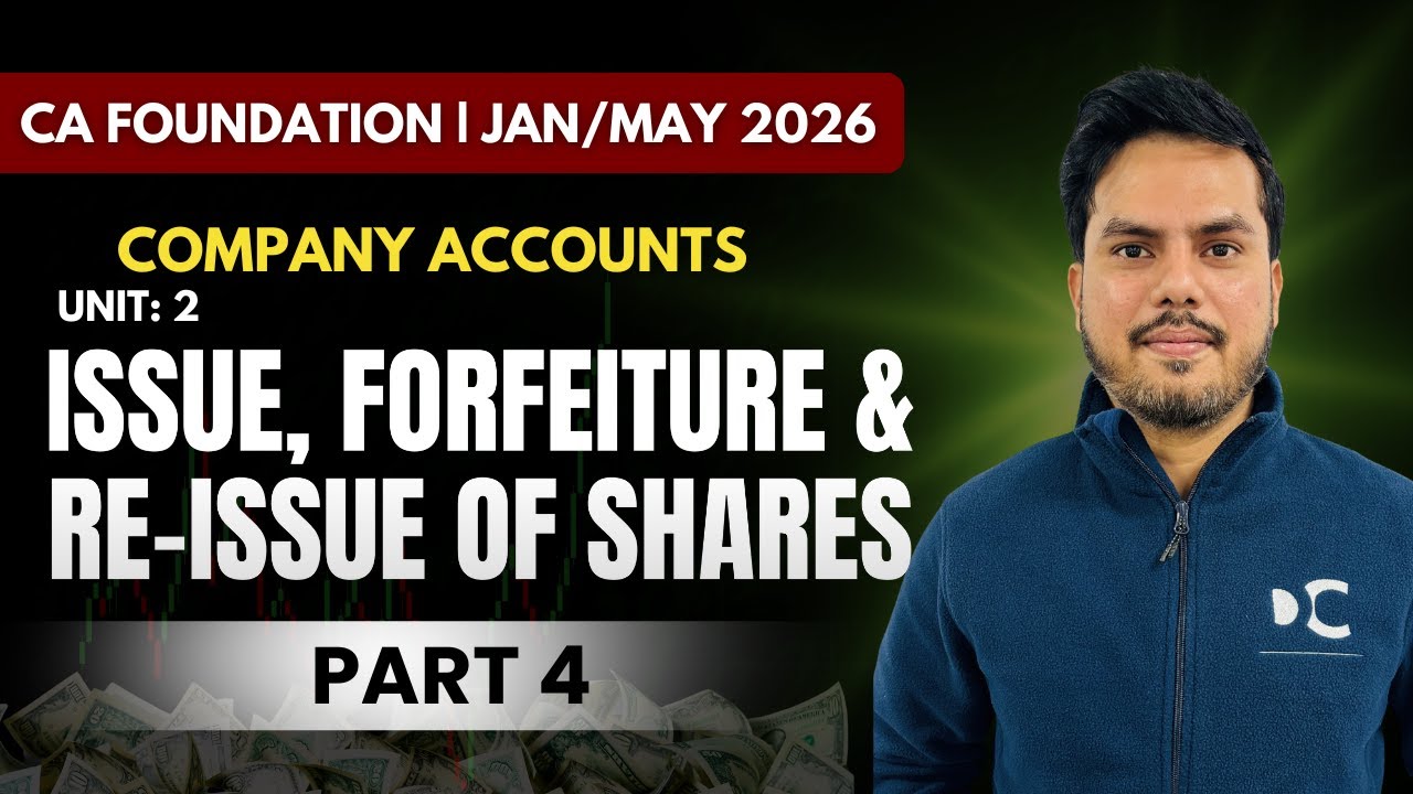 Issue, Forfeiture & Re-issue of Shares | CA Foundation | January/May 2026 | Accounting | Part 4