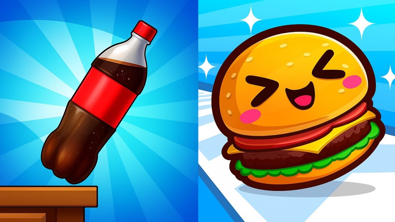 🍼🍔🔥 Bottle Jump 3D x Food Run – Flip Perfect, Eat Fast! 😱💥
