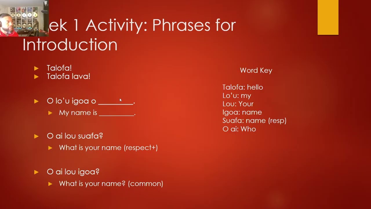 Samoan language for beginners Class 2: Greetings, Identifying Things in Samoan