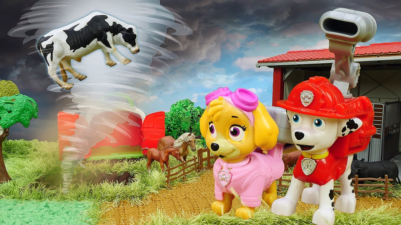 ¡Un huracán en la granja! La Patrulla Canina rescata a los animales. Vídeos de Paw Patrol en español