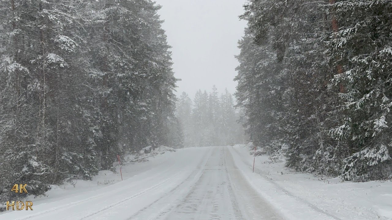 Relaxing Snowy Drive in Sweden | Oskarshamn to Linköping, Driving Sounds for Sleep and Study ASMR