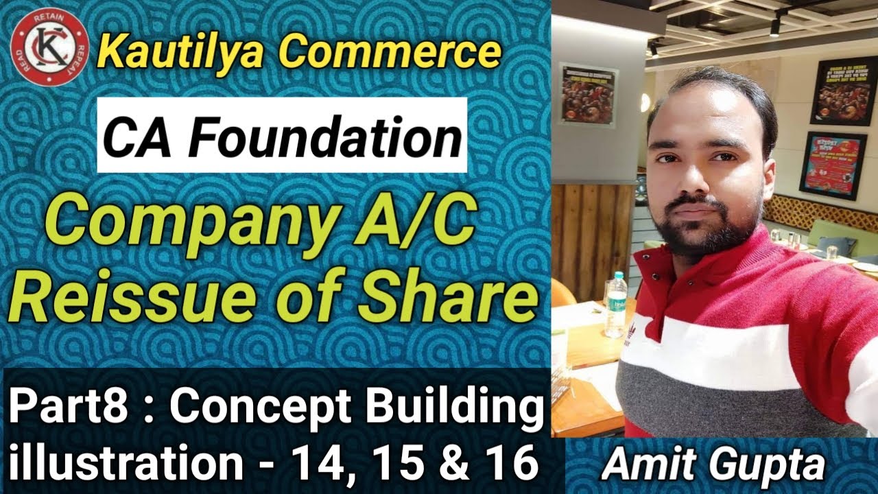 CA Foundation : Company A/C | Reissue of Share | Concept Building | illustration 14, 15 & 16 | Part8