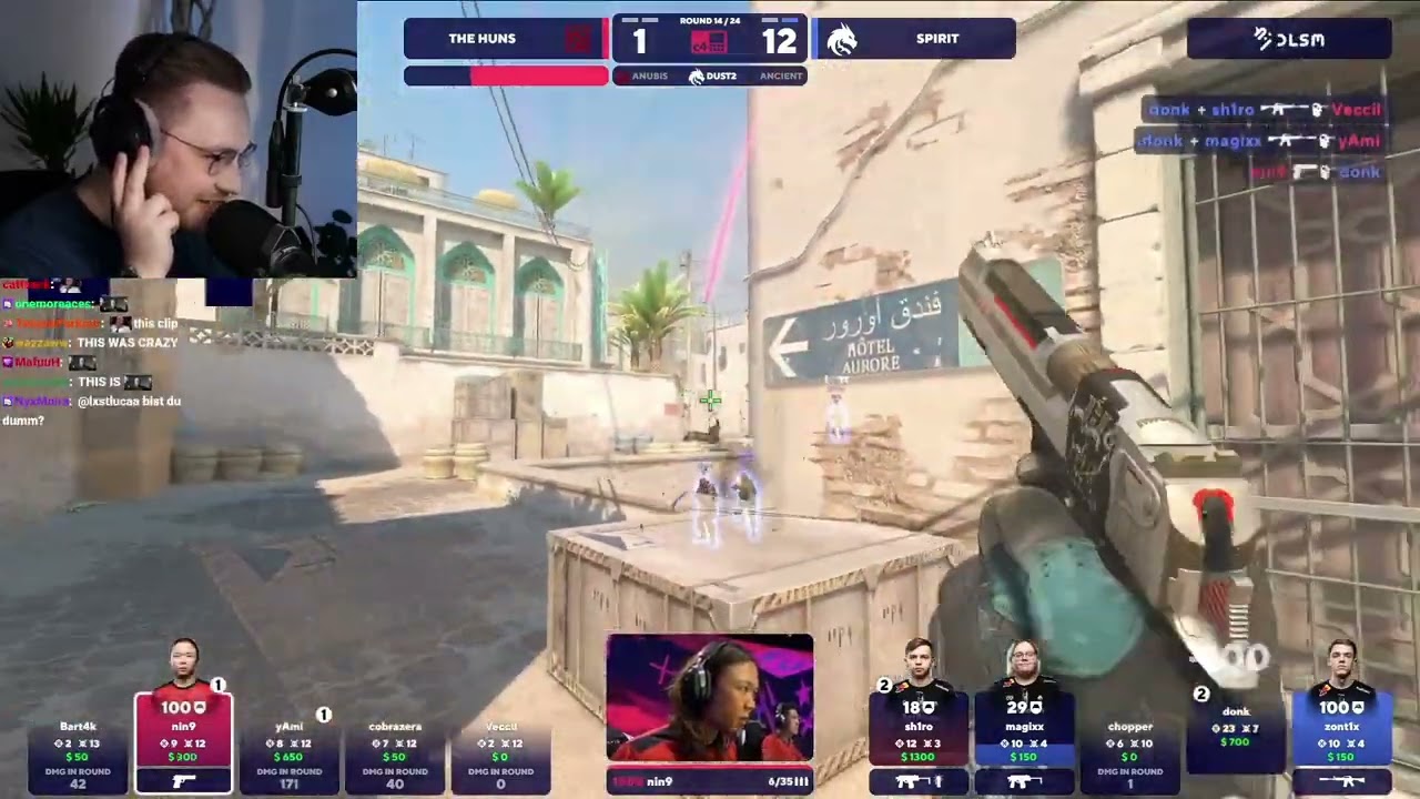ohnePixel - react nin9 deagle clutch 1 vs 4 Spirit!!