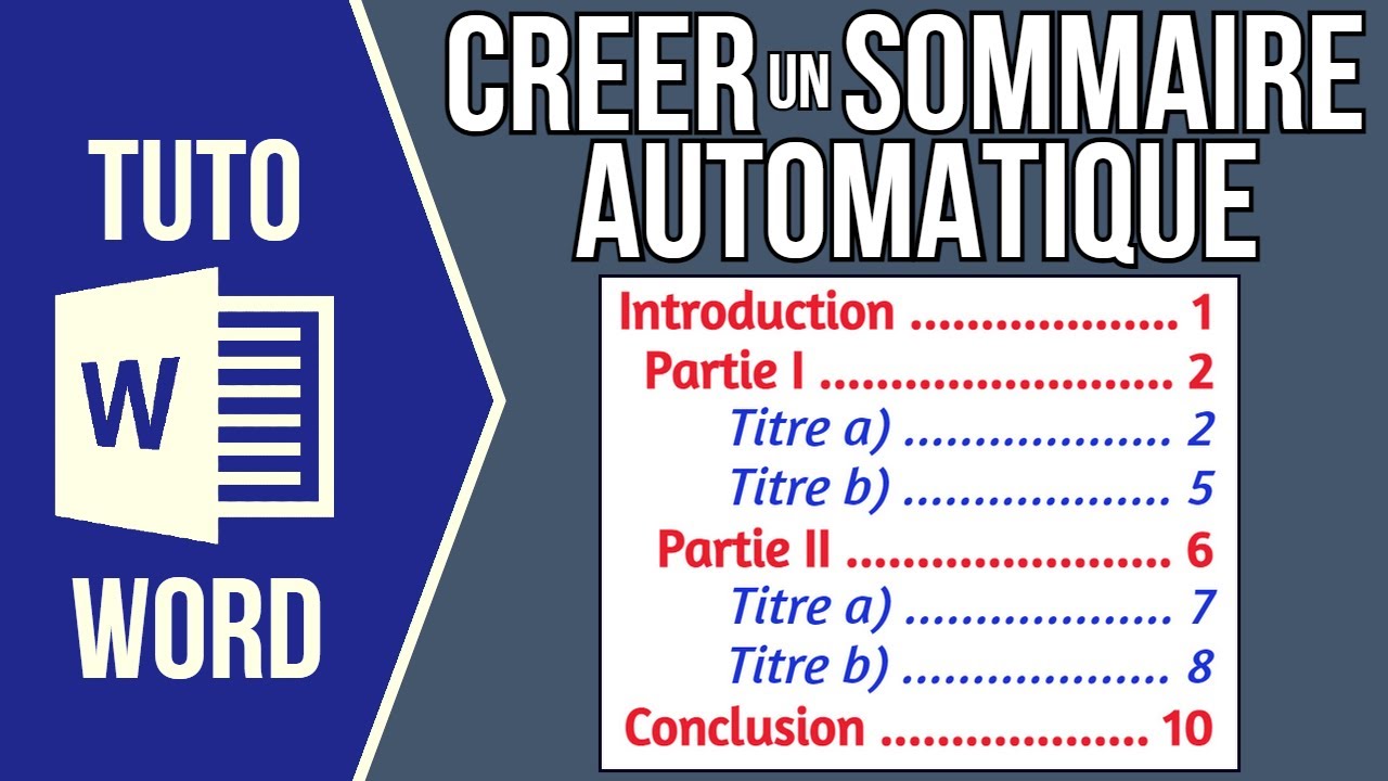 WORD - CRÉER UN SOMMAIRE AUTOMATIQUE (Table des matières + Hiérarchie  des titres + Styles)