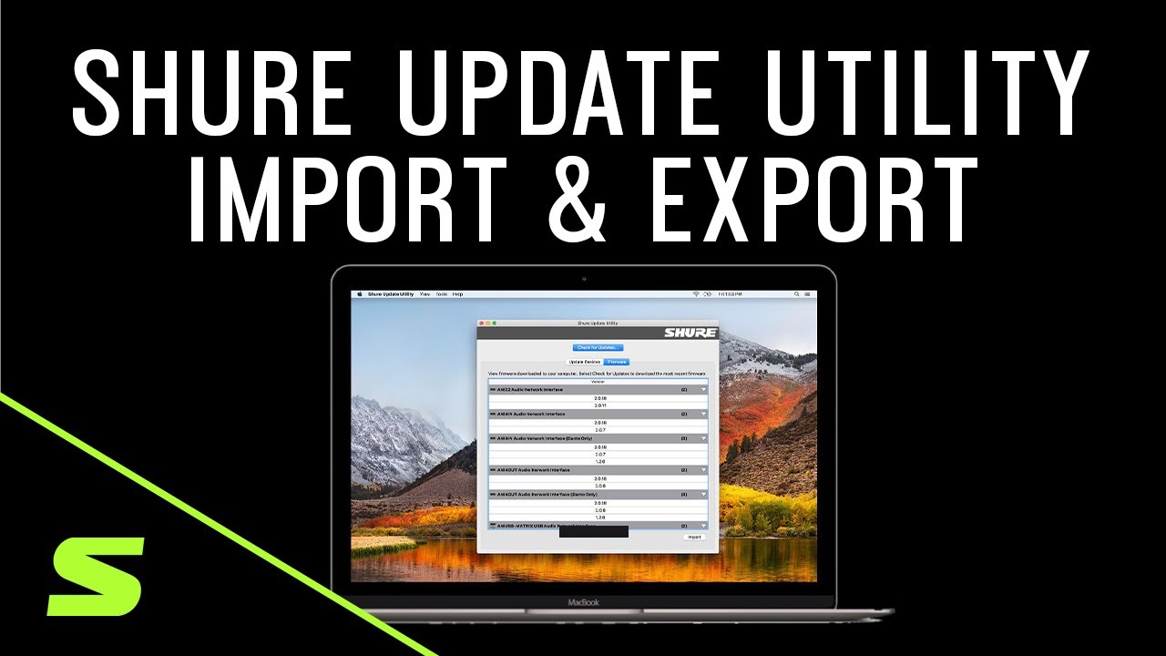 Shure Update Utility - How to Import & Export Firmware