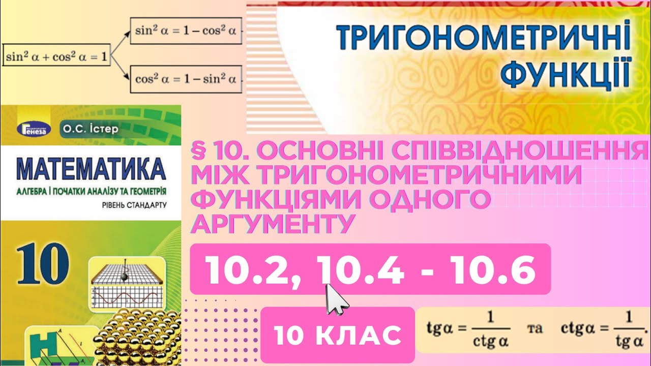 ГДЗ. Розв'язок завдань 10.2, 10.4 - 10.6 з алгебри. Підручник Істер. Математика 10 клас