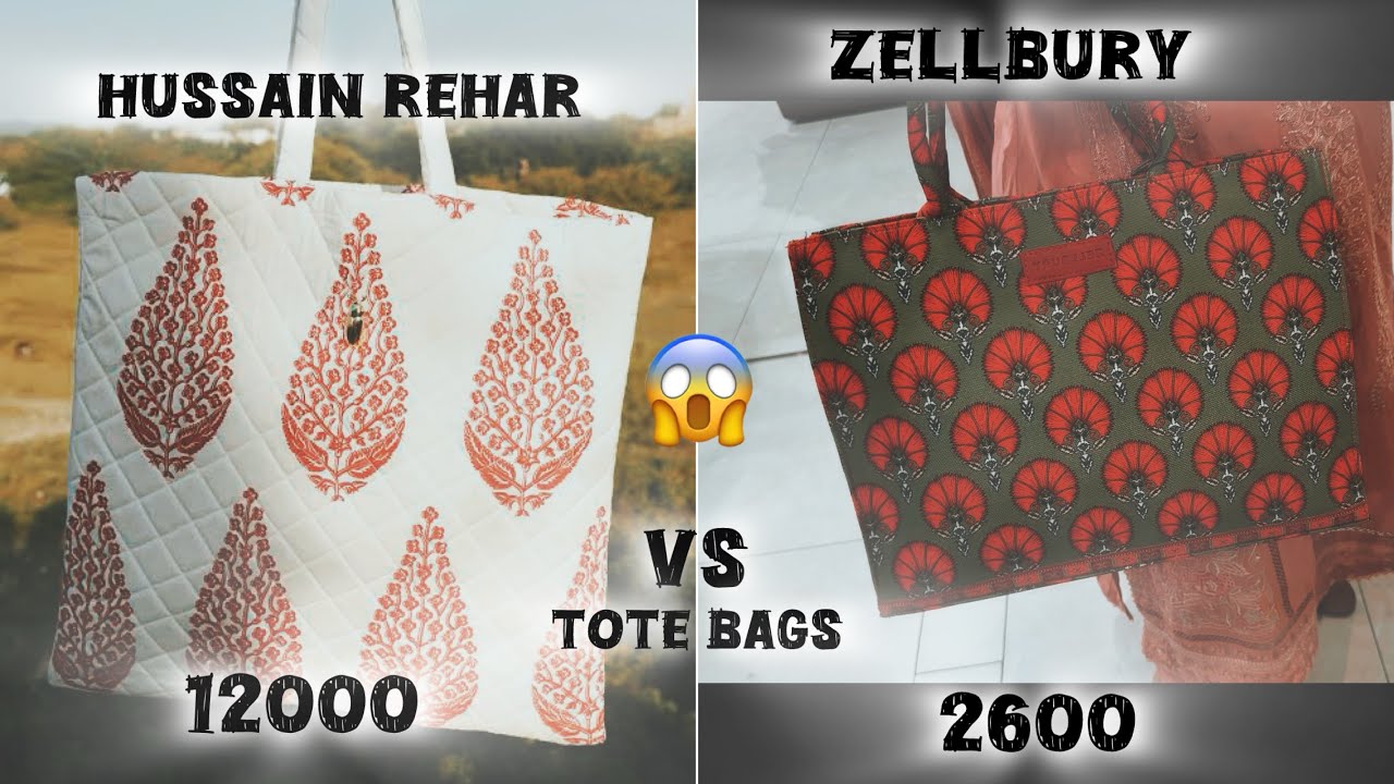 Zellbury tote bags only in 2600 same as Hussain Rehar bags worth 12000 😱. Better then Hussain Rehar