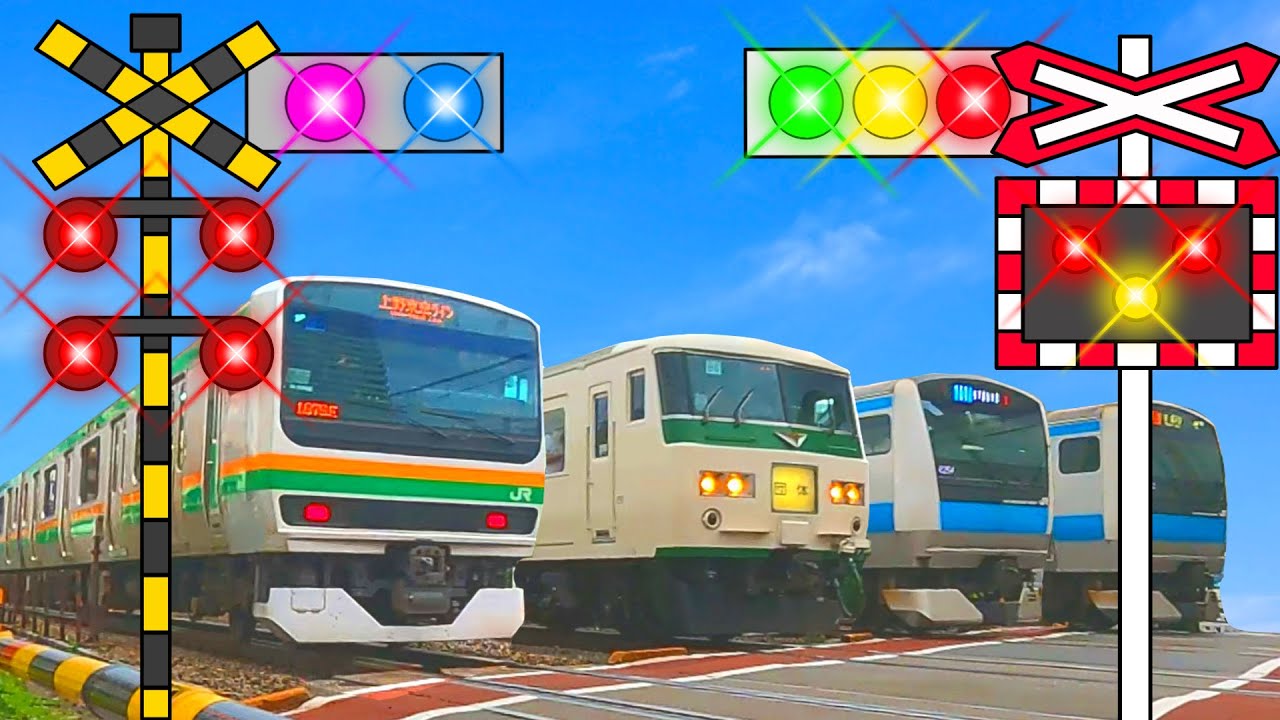 【電車】踏切アニメ 【ふみきり 鉄道】Railway Level Crossing Train Animation #012