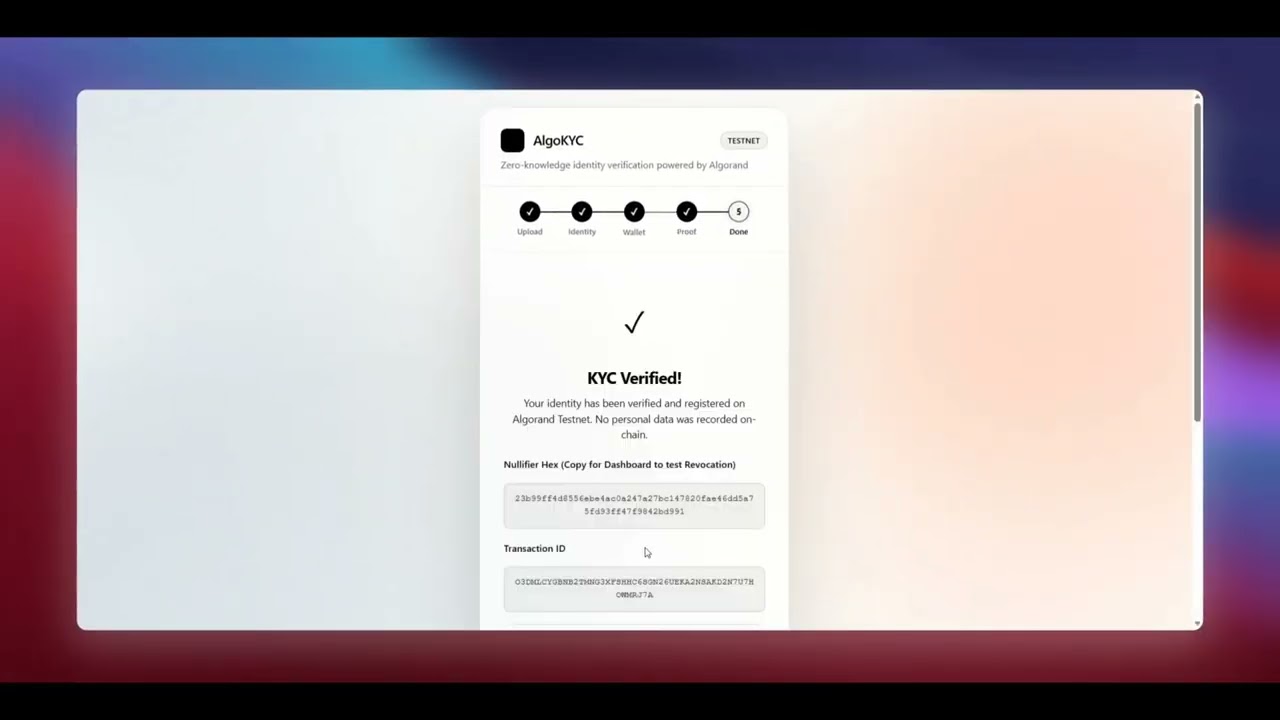 AlgoKyc demo