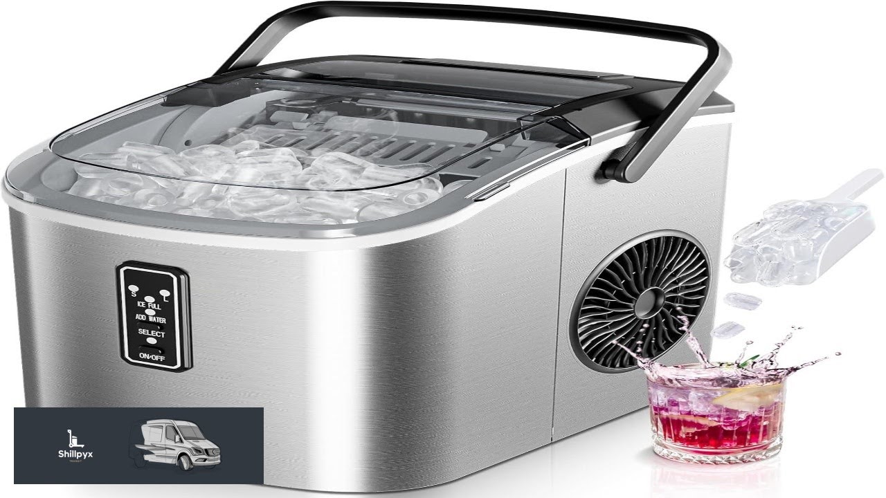 EUHOMY Ice Maker Countertop with Carry Handle 9 Cubes Ready in 6