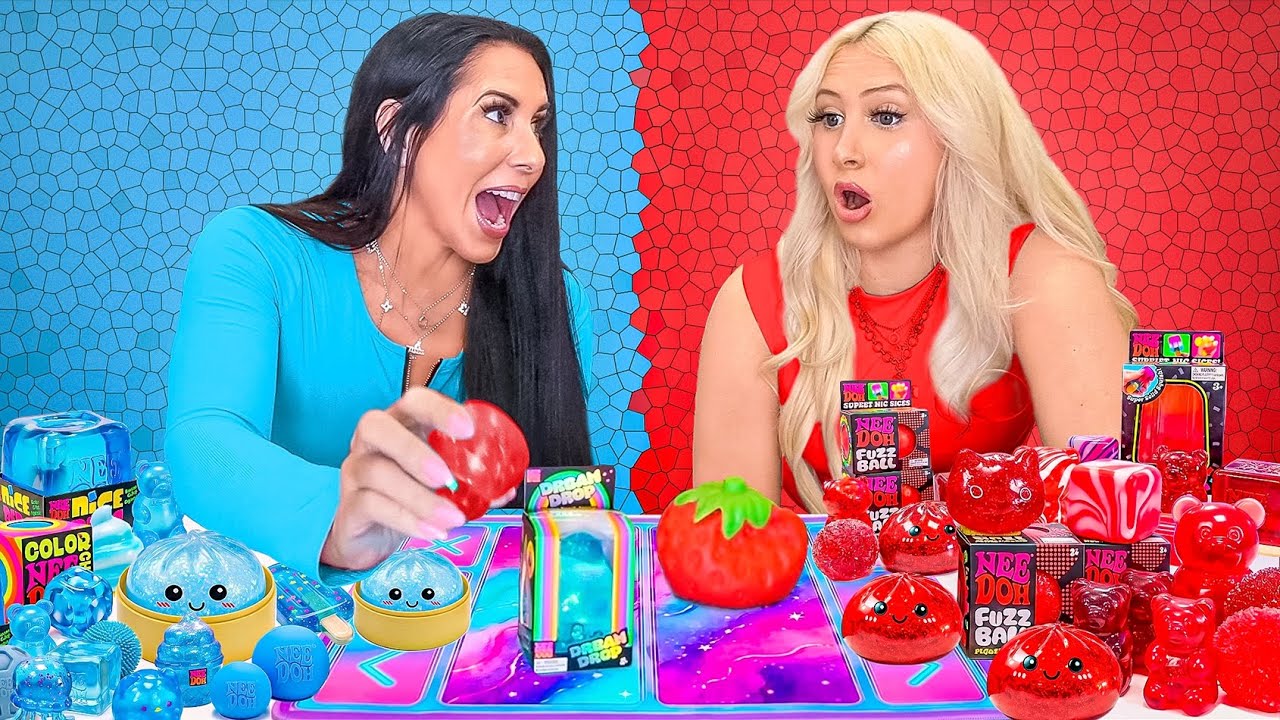 RED❤️ VS BLUE💙 FIDGET TRADE IRL ft/ @JordynneHahn 😱 #squishy #fidgettrading 