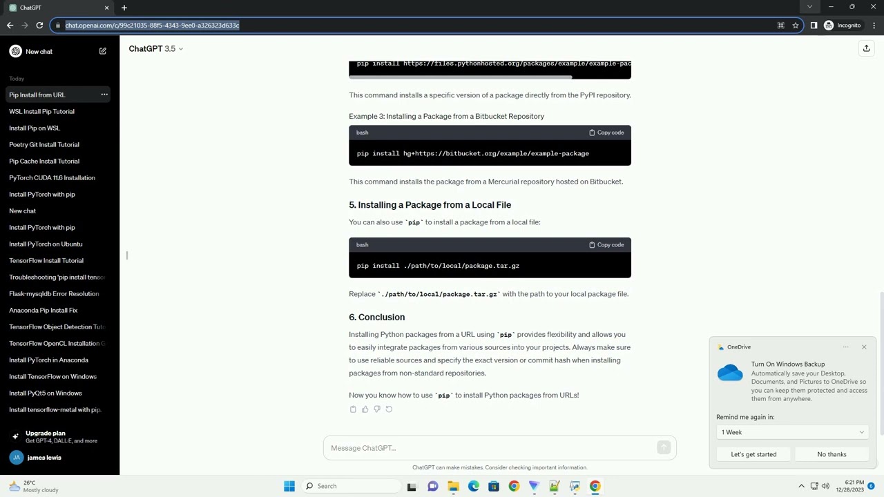 how to pip install from a url